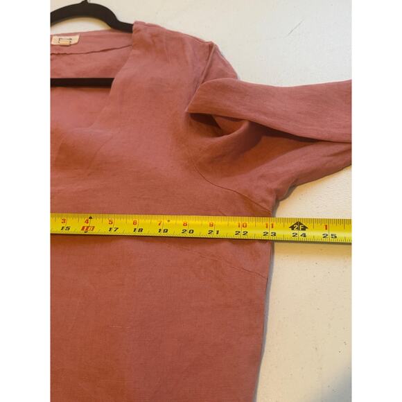 Threads by Bed Threads Shirt Womens 2XL Pink Linen V Neck Long Sleeve Tunic - Picture 5 of 9